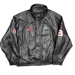 Vintage Dale Earnhardt Sr Leather Jacket NASCAR 100% Lamb Leather Black XL